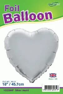 18inch / 45cm Silver Heart Packaged