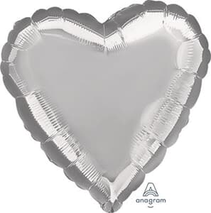 Heart Metallic Silver 45cm Packaged