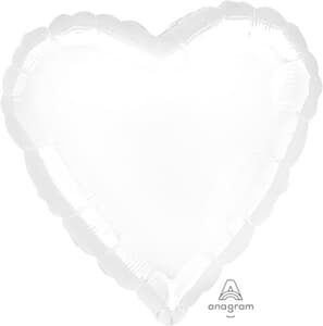 Anagram Heart Metallic White 45cm