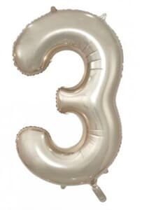 Number 3 Champagne 86cm (34 inch) Decrotex Foil Balloon