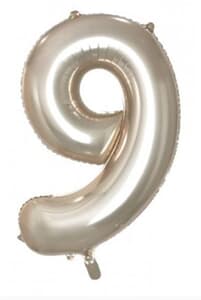 Number 9 Champagne 86cm (34 inch) Decrotex Foil Balloon