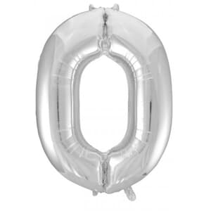 Number 0 Silver 86cm (34 inch) Decrotex Foil Balloon