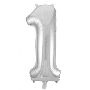 Number 1 Silver 86cm (34 inch) Decrotex Foil Balloon