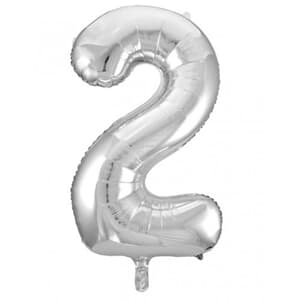 Number 2 Silver 86cm (34 inch) Decrotex Foil Balloon