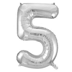 Number 5 Silver 86cm (34 inch) Decrotex Foil Balloon