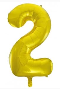 Number 2 Gold 86cm (34 inch) Decrotex Foil Balloon