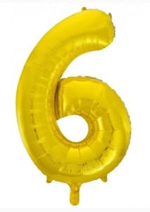 Number 6 Gold 86cm (34 inch) Decrotex Foil Balloon