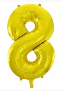 Number 8 Gold 86cm (34 inch) Decrotex Foil Balloon