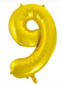 Number 9 Gold 86cm (34 inch) Decrotex Foil Balloon