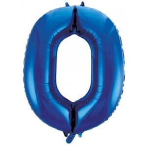 Number 0 Blue 86cm (34 inch) Decrotex Foil Balloon