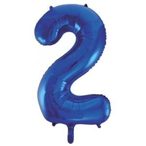 Number 2 Blue 86cm (34 inch) Decrotex Foil Balloon