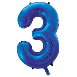 Number 3 Blue 86cm (34 inch) Decrotex Foil Balloon