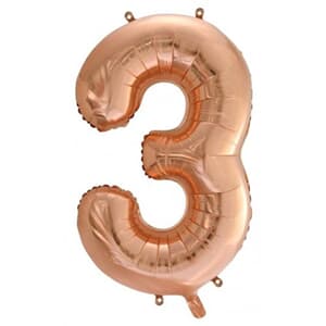 Number 3 Rose Gold 86cm (34 inch) Decrotex Foil Balloon