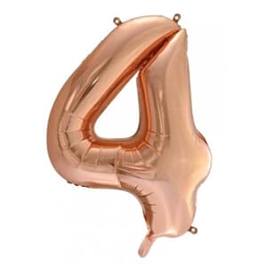 Number 4 Rose Gold 86cm (34 inch) Decrotex Foil Balloon