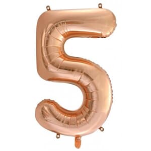 Number 5 Rose Gold 86cm (34 inch) Decrotex Foil Balloon