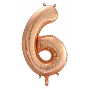 Number 6 Rose Gold 86cm (34 inch) Decrotex Foil Balloon