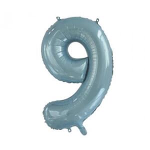 Number 9 Light Blue 86cm (34 inch) Decrotex Foil Balloon