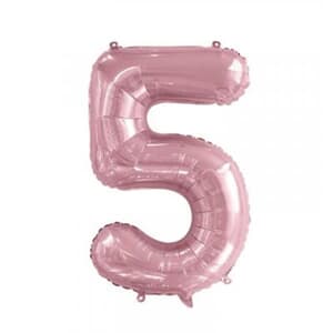 Number 5 Light Pink 86cm (34 inch) Decrotex Foil Balloon