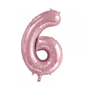 Number 6 Light Pink 86cm (34 inch) Decrotex Foil Balloon