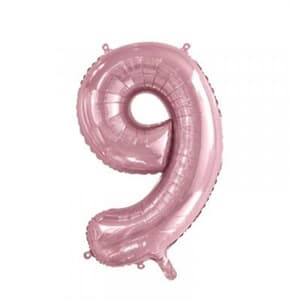 Number 9 Light Pink 86cm (34 inch) Decrotex Foil Balloon