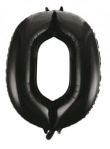 Number 0 Black 86cm (34 inch) Decrotex Foil Balloon