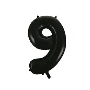 Number 9 Black 86cm (34 inch) Decrotex Foil Balloon