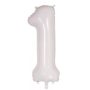Number 1 White 86cm (34 inch) Decrotex Foil Balloon