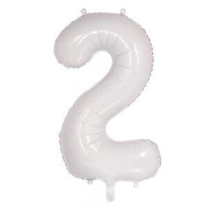Number 2 White 86cm (34 inch) Decrotex Foil Balloon