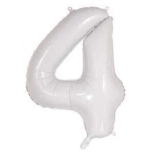 Number 4 White 86cm (34 inch) Decrotex Foil Balloon
