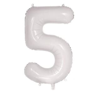 Number 5 White 86cm (34 inch) Decrotex Foil Balloon