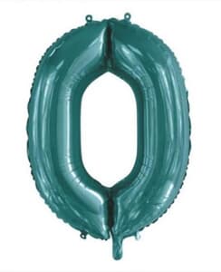 Number 0 Teal 86cm (34 inch) Decrotex Foil Balloon