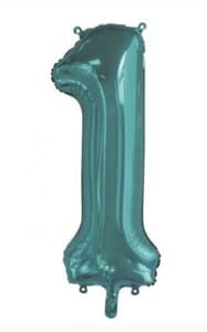 Number 1 Teal 86cm (34 inch) Decrotex Foil Balloon