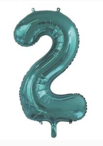 Number 2 Teal 86cm (34 inch) Decrotex Foil Balloon