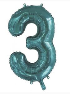 Number 3 Teal 86cm (34 inch) Decrotex Foil Balloon