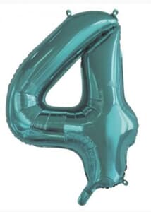 Number 4 Teal 86cm (34 inch) Decrotex Foil Balloon