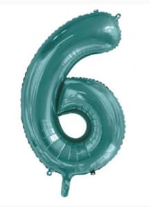 Number 6 Teal 86cm (34 inch) Decrotex Foil Balloon