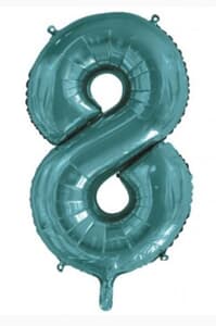 Number 8 Teal 86cm (34 inch) Decrotex Foil Balloon