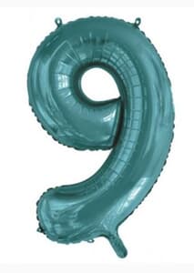 Number 9 Teal 86cm (34 inch) Decrotex Foil Balloon