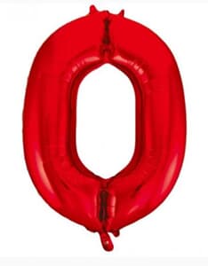 Number 0 Red 86cm (34 inch) Decrotex Foil Balloon