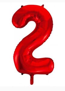 Number 2 Red 86cm (34 inch) Decrotex Foil Balloon