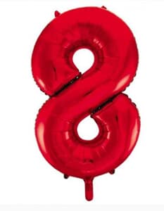 Number 8 Red 86cm (34 inch) Decrotex Foil Balloon