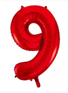 Number 9 Red 86cm (34 inch) Decrotex Foil Balloon