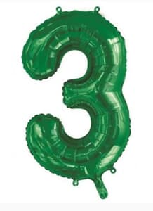 Number 3 Green 86cm (34 inch) Decrotex Foil Balloon