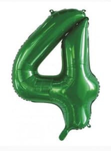 Number 4 Green 86cm (34 inch) Decrotex Foil Balloon