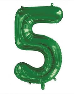 Number 5 Green 86cm (34 inch) Decrotex Foil Balloon