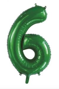 Number 6 Green 86cm (34 inch) Decrotex Foil Balloon