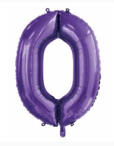 Number 0 Purple 86cm (34 inch) Decrotex Foil Balloon