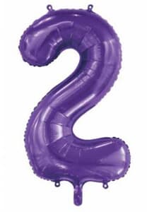 Number 2 Purple 86cm (34 inch) Decrotex Foil Balloon