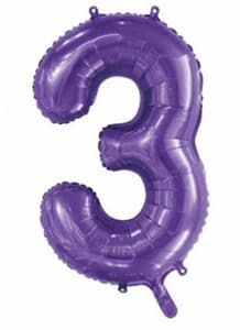 Number 3 Purple 86cm (34 inch) Decrotex Foil Balloon