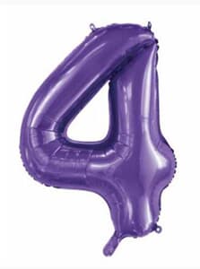 Number 4 Purple 86cm (34 inch) Decrotex Foil Balloon